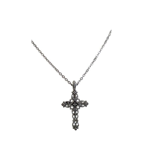 New Intricate Cross Pendant Necklace - 19" Stainless Chain - Gift Boxed - Picture 3 of 8